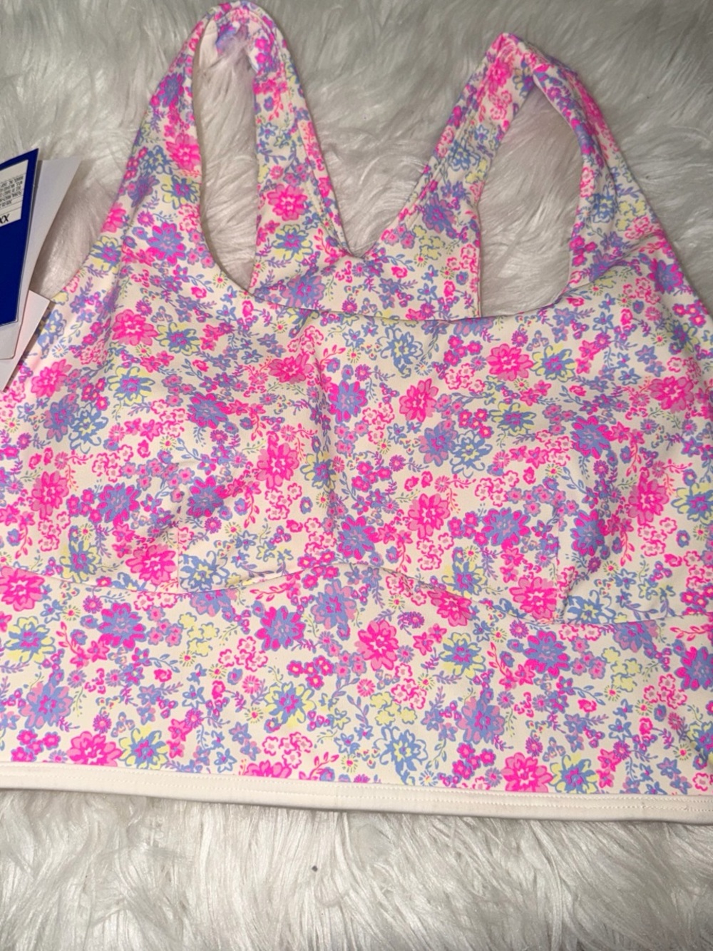 JoyLab Pink, Lavender & Yellow Floral Crop Tank